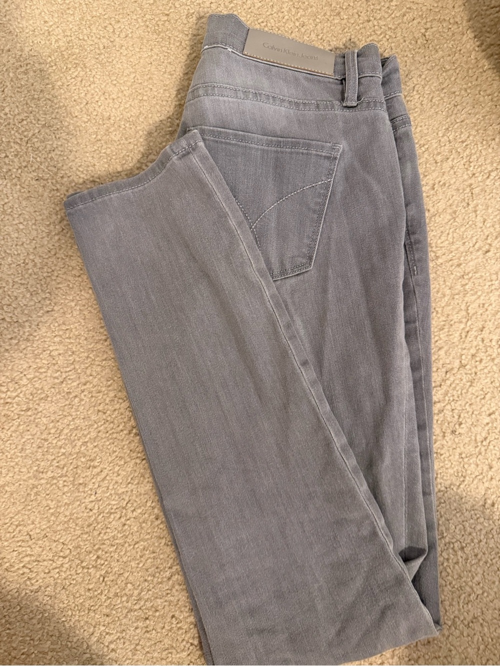 Calvin Klein Light Gray Denim Jeans with Back Pocket Detail